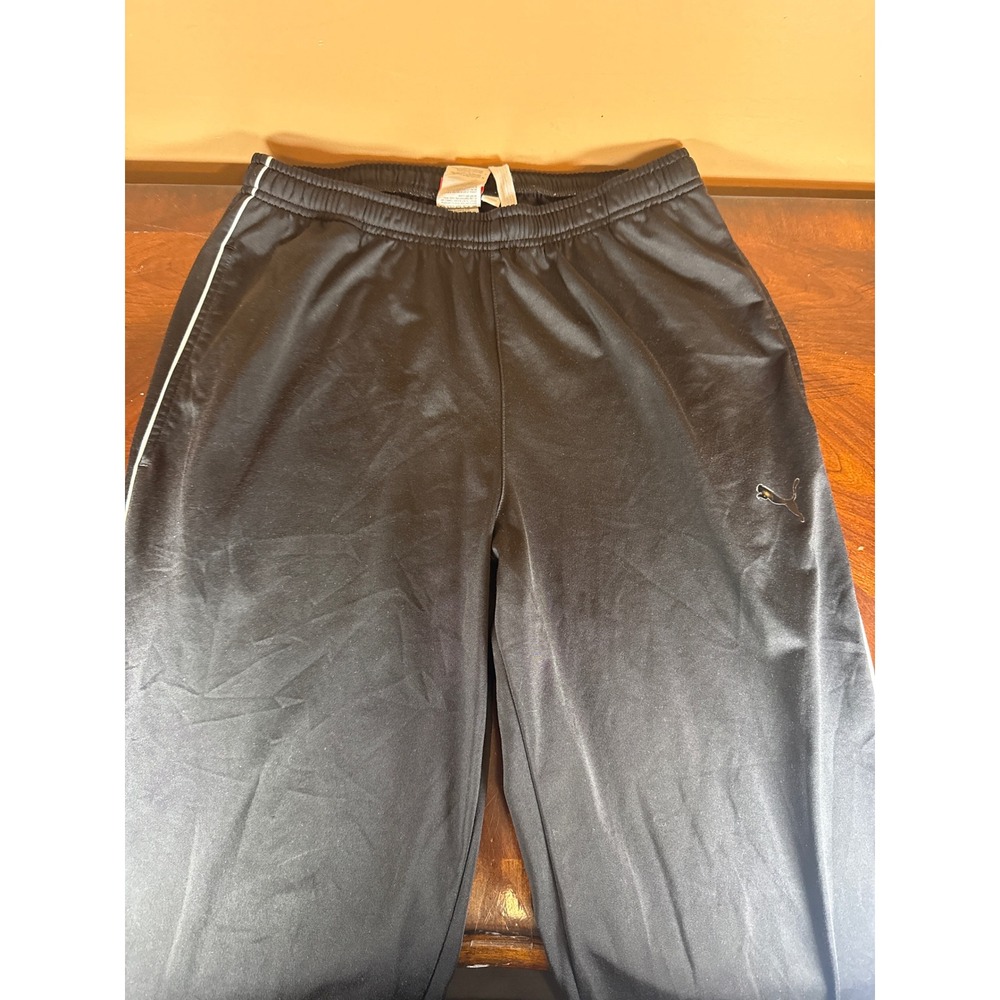 Puma Sport Lifestyle Mens Track Pants Black Grey Side Stripe Athletic Size Small